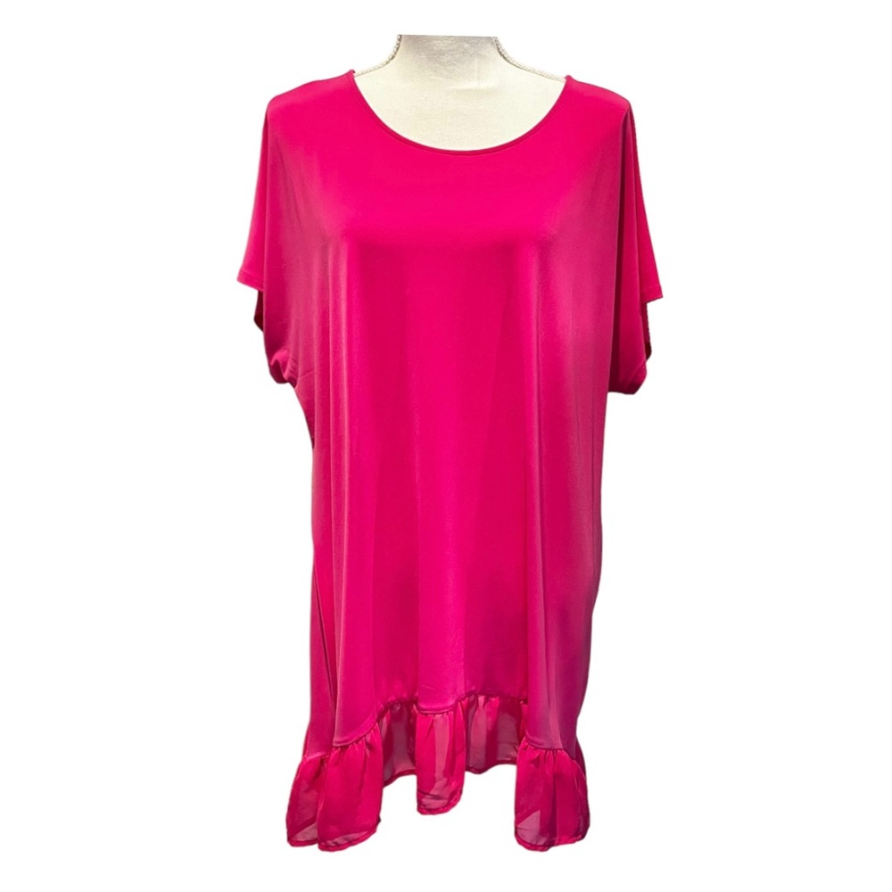 Est. 1946 Pink Ruffle Dress or Tunic Blouse Top Size XL Pink Sheer Ruffle Hem